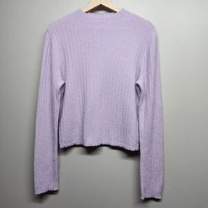 Old Navy Crop Sweater Women Size L Lavender Slim Ribbed Stretch Preppy Casual